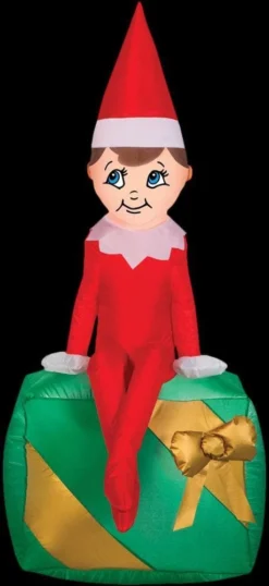 Airblown Elf On Present