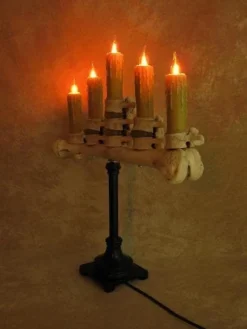 "Candelabra Table Top Halloween Prop W/ 5 Flicker Candles" Haunted House Lighting -TerrorCraft Shop candelabra table top halloween prop w 5 flicker candles haunted house lighting 23614396545