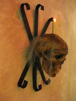 "Corpsed Head Skull Wall Sconce" Haunted House Lighting -TerrorCraft Shop corpsed head skull wall sconce haunted house lighting 23696398465