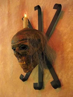 "Corpsed Head Skull Wall Sconce" Haunted House Lighting -TerrorCraft Shop corpsed head skull wall sconce haunted house lighting 23696398593
