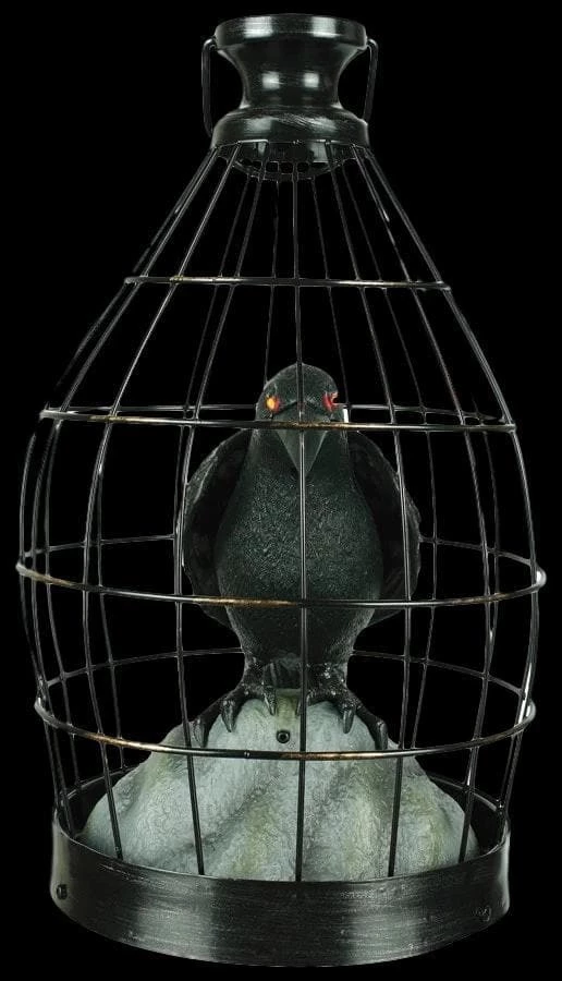 "Crow In Cage" Animated Halloween Prop 1 "Crow In Cage" Animated Halloween Prop