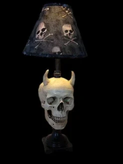 "Desk Lamp With Devil Skull And Bone Shade" Haunted House Lighting
