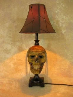 "Desk Lamp With Life-size Corpse Head And Antique Shade" Haunted House Lighting -TerrorCraft Shop desk lamp with life size corpse head and antique shade haunted house lighting 23613422913