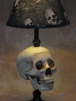 "Desk Lamp With Life-size Skull And Bone Shade" Haunted House Lighting -TerrorCraft Shop desk lamp with life size skull and bone shade haunted house lighting 23613599041