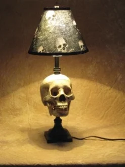 "Desk Lamp With Life-size Skull And Bone Shade" Haunted House Lighting -TerrorCraft Shop desk lamp with life size skull and bone shade haunted house lighting 23613608385