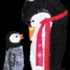 "Fuzzy Plush Mommy And Baby Penguin" Light Up Christmas Decoration