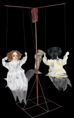 "Ghostly Go Round - Creepy Dolls" Animated Halloween Props - 3 Dolls