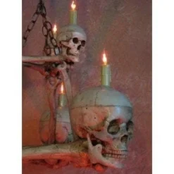 "Two-Tiered Skull/Bone Chandelier" Haunted House Lighting -TerrorCraft Shop two tiered skull bone chandelier haunted house lighting 8732578561